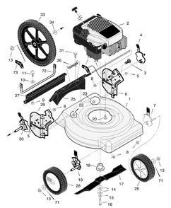 Mower Housing Assembly Diagram and Parts List for 205210X14A 2001 Briggs and Stratton Lawn Mower